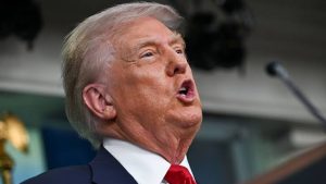 US President Donald Trump speaks to the press about deploying federal law enforcement agents in Washington