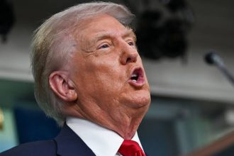US President Donald Trump speaks to the press about deploying federal law enforcement agents in Washington